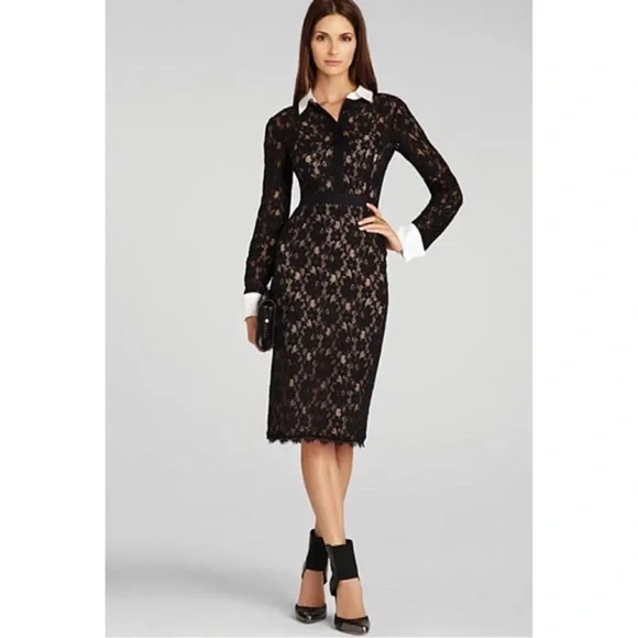 スーツ・フォーマル・ドレス BCBGMAXAZRIA Dress BCBGMAXAZRIA Women's Fit and Flare Long Sleeve Asymmetrical